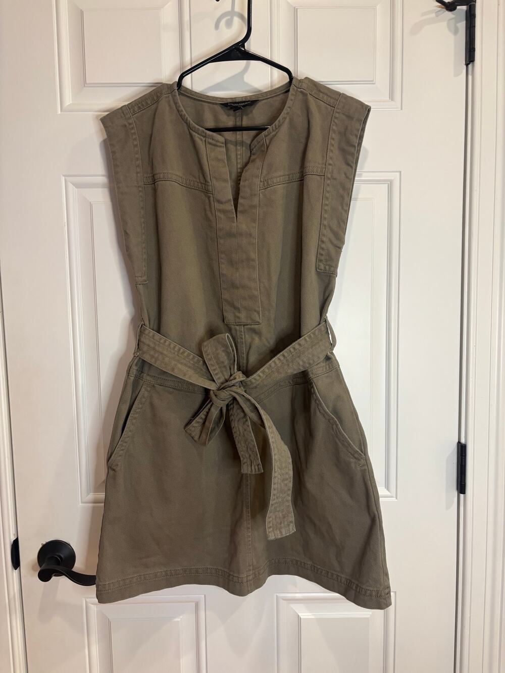 Banana Republic Khaki Olive Denim Dress – Waist Tie Detail